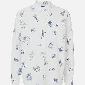 Polo Ralph Lauren USA Oxford Button Down Shirt Men's XXL - White/Navy